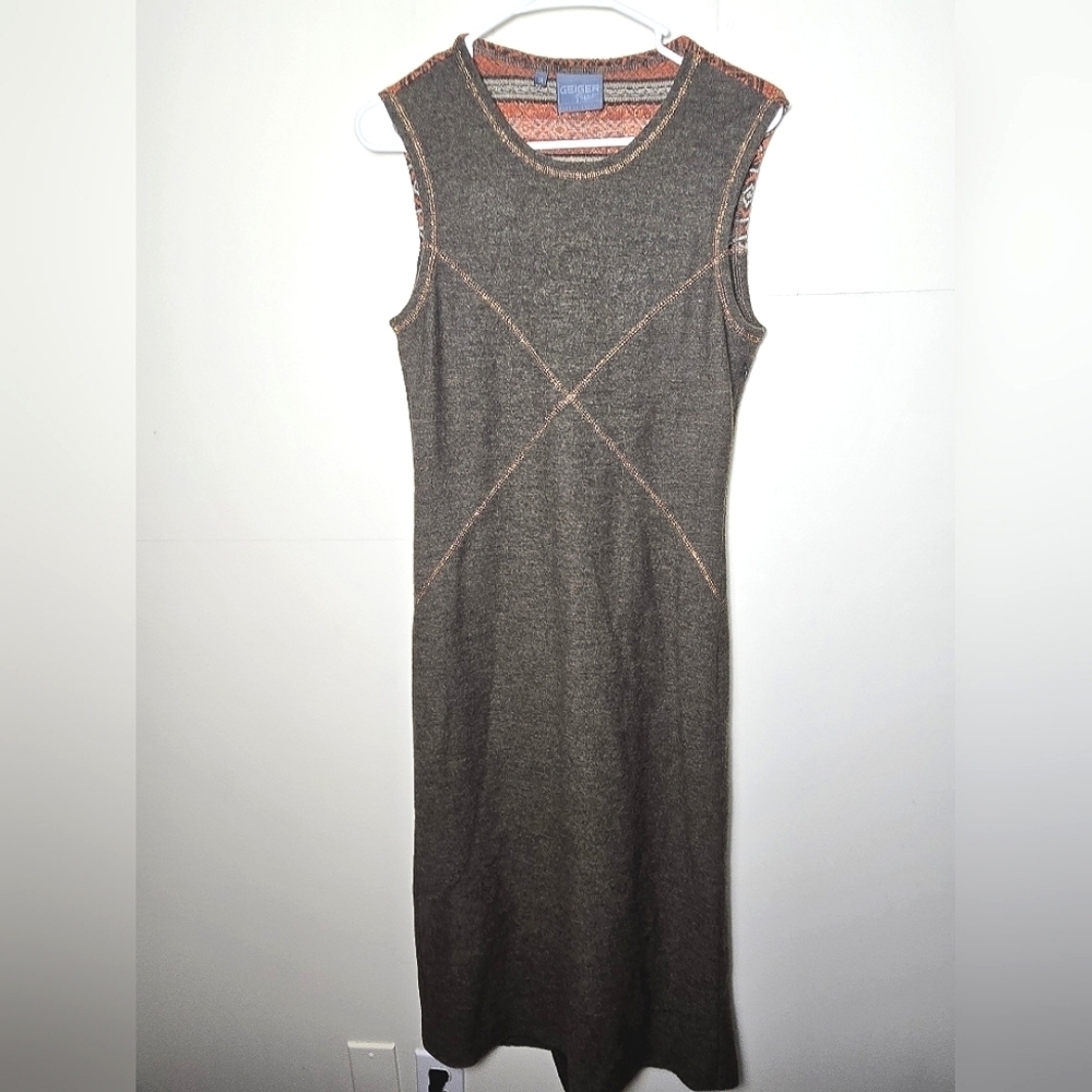 Women's Geiger Austria Pure Wool Sleeveless Lagenlook Maxi Dress, Size 34/small